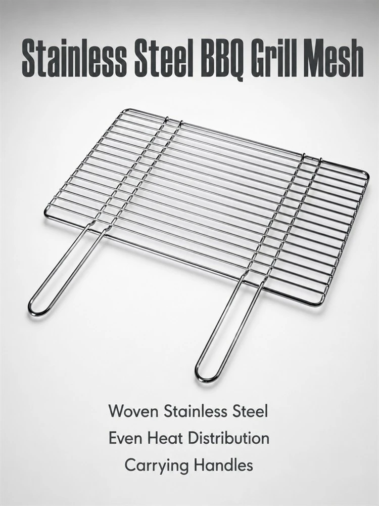 Stainless Steel Woven Bbq Grill Mesh With Carrying Handle