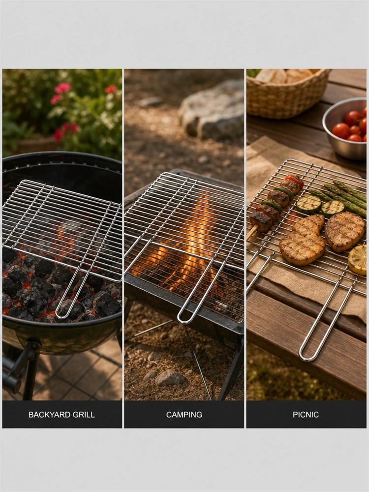 Stainless Steel Woven Bbq Grill Mesh With Carrying Handle