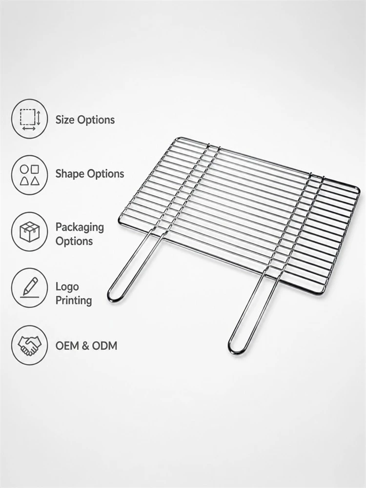Stainless Steel Woven Bbq Grill Mesh With Carrying Handle