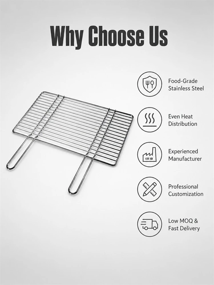 Stainless Steel Woven Bbq Grill Mesh With Carrying Handle